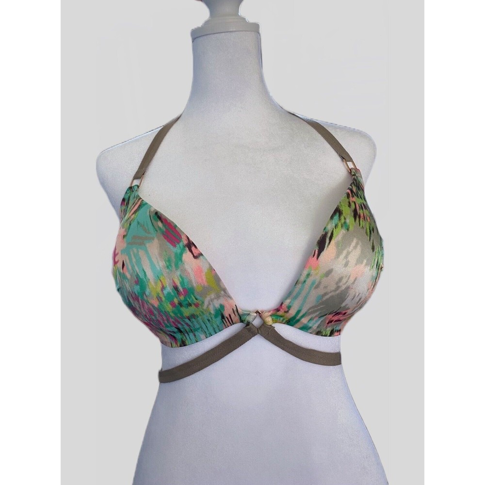 Victorias Secret Strappy Hottie Halter Pushup 34D Bottom Small Swimsuit Bikini
